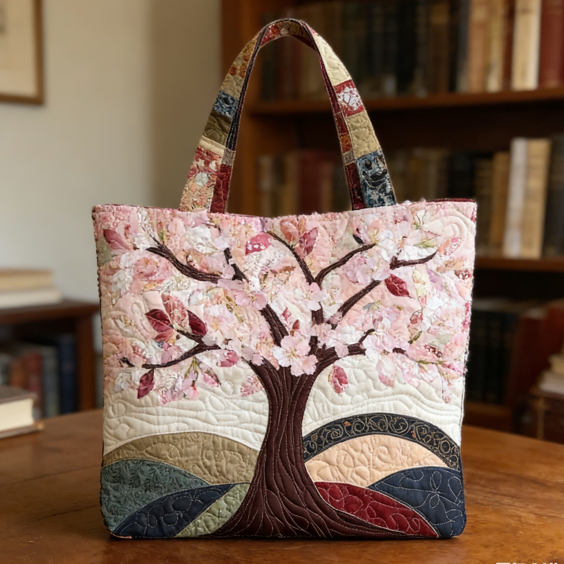 Gentle Sakura Tree  Quilted Tote Bag