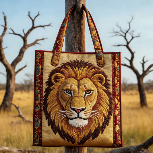 Bold Lion Quilted Tote Bag