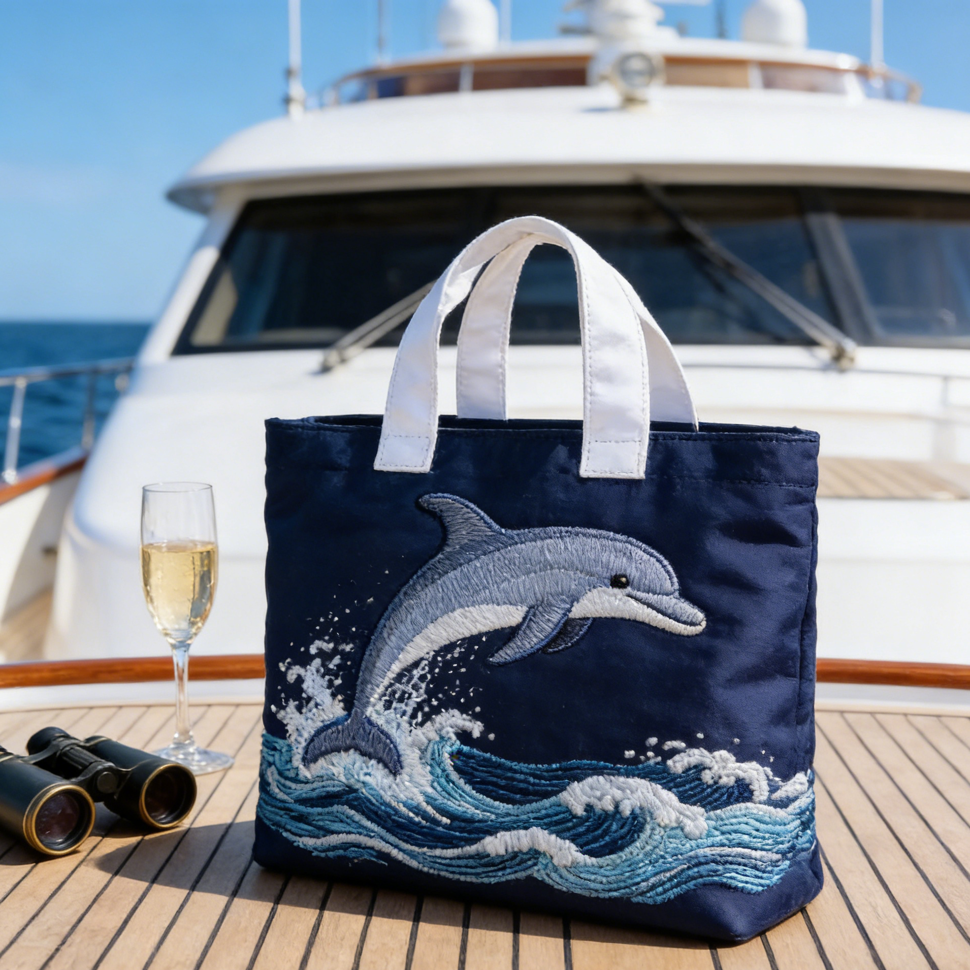 Marine Luxury Embroidery Tote Bag
