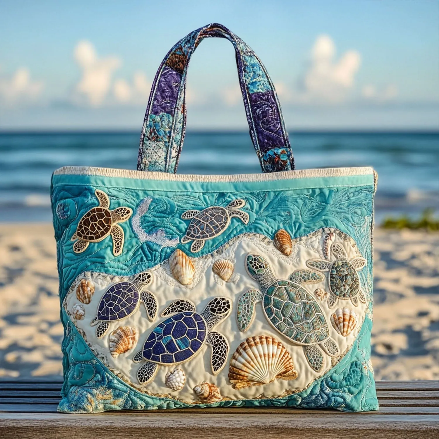 Hug-a-Turtle Quilted Tote Bag  Animal print