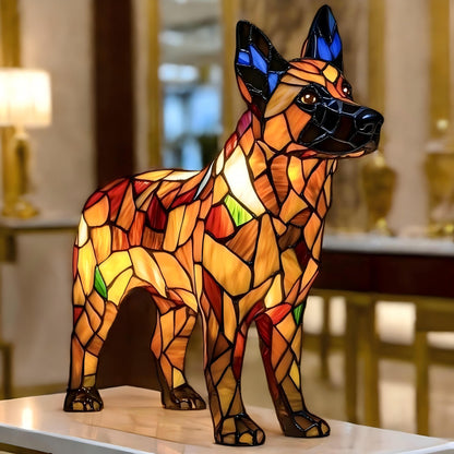 Lampe artistique en résine représentant un berger allemand