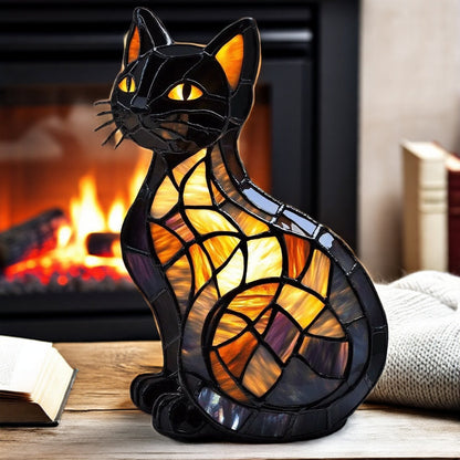 Lampe artistique en résine Chat Mystique