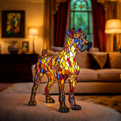 Lampe artistique en résine représentant un grand danois/A 