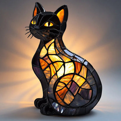 Lampe artistique en résine Chat Mystique