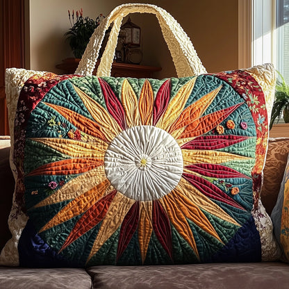 Hippie Sun Quilted Tote Bag
