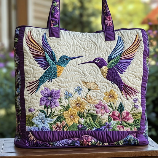 Elegance Hummingbird Quilted Tote Bag