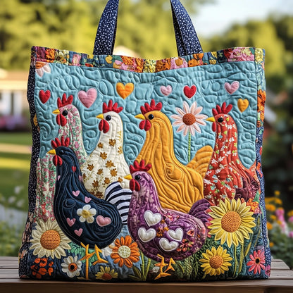Funky Chicken Quilted Tote Bag