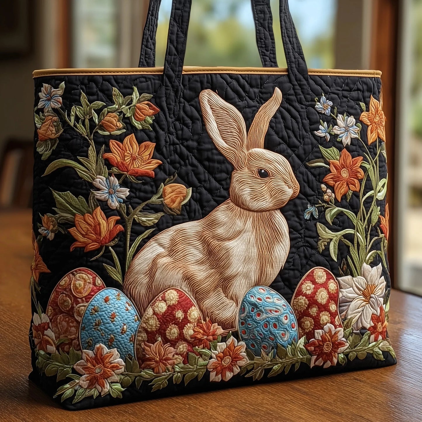 Blooming Bunny Quilted Tote Bag
