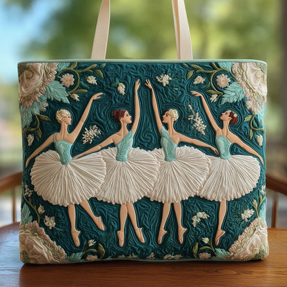 Elegant Ballerina Quilted Tote Bag