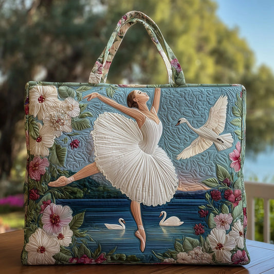 Elegant Ballerina Quilted Tote Bag