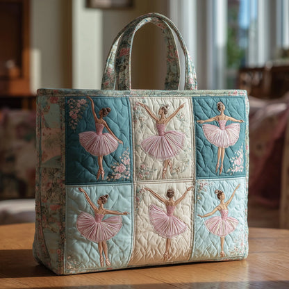 Elegant Ballerina Quilted Tote Bag