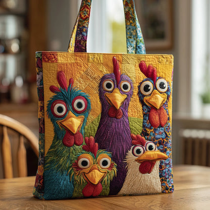 Funky Chicken Quilted Tote Bag