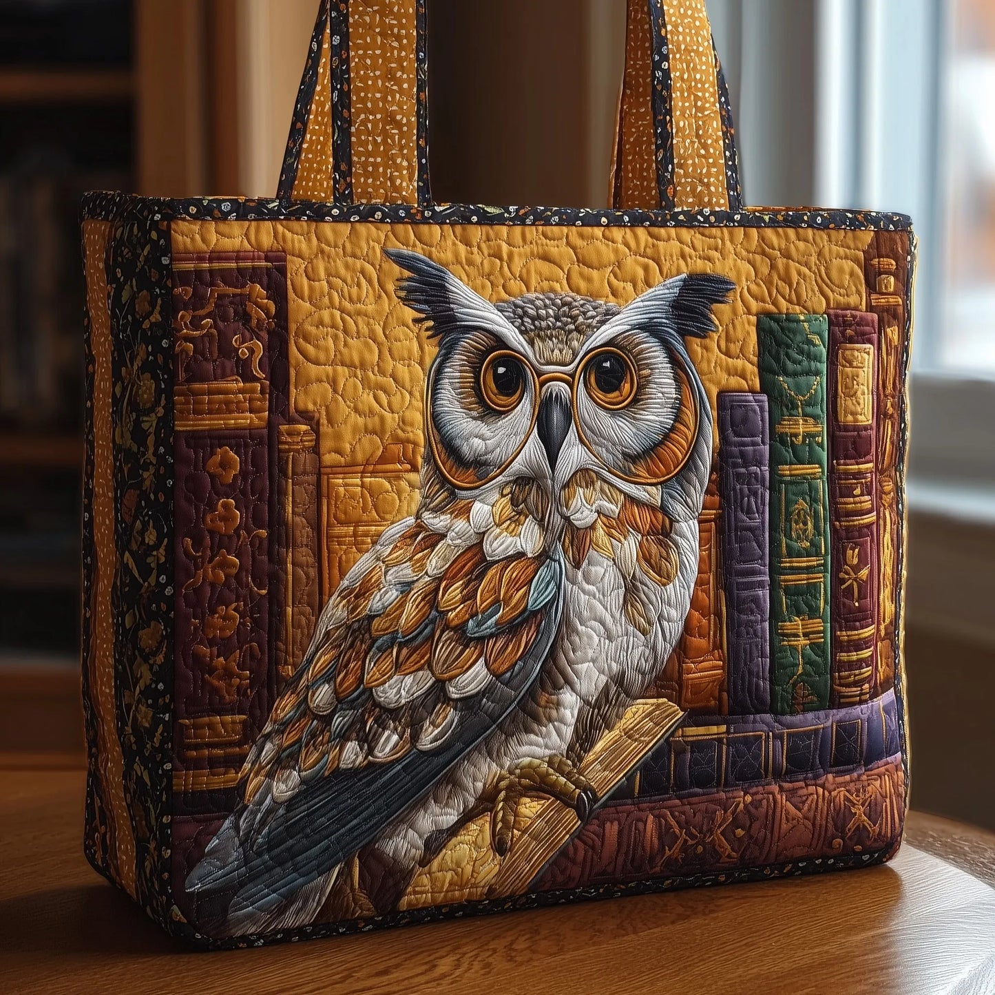 Owl Book Quilted Tote Bag