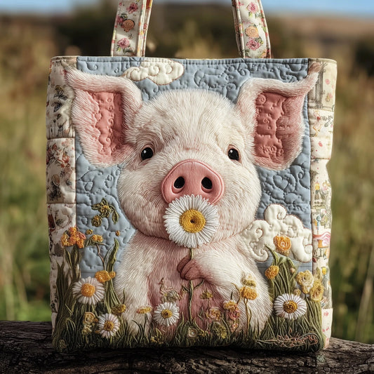 Happy Piggies Quilted Tote Bag