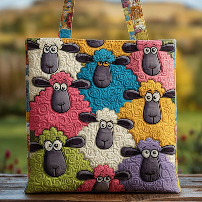 Whimsical Sheep Quilted Tote Bag