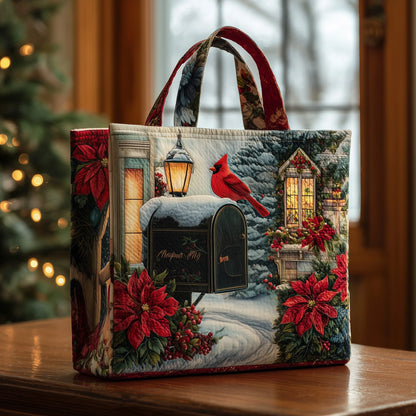 Cardinal Snow Quilted Tote Bag