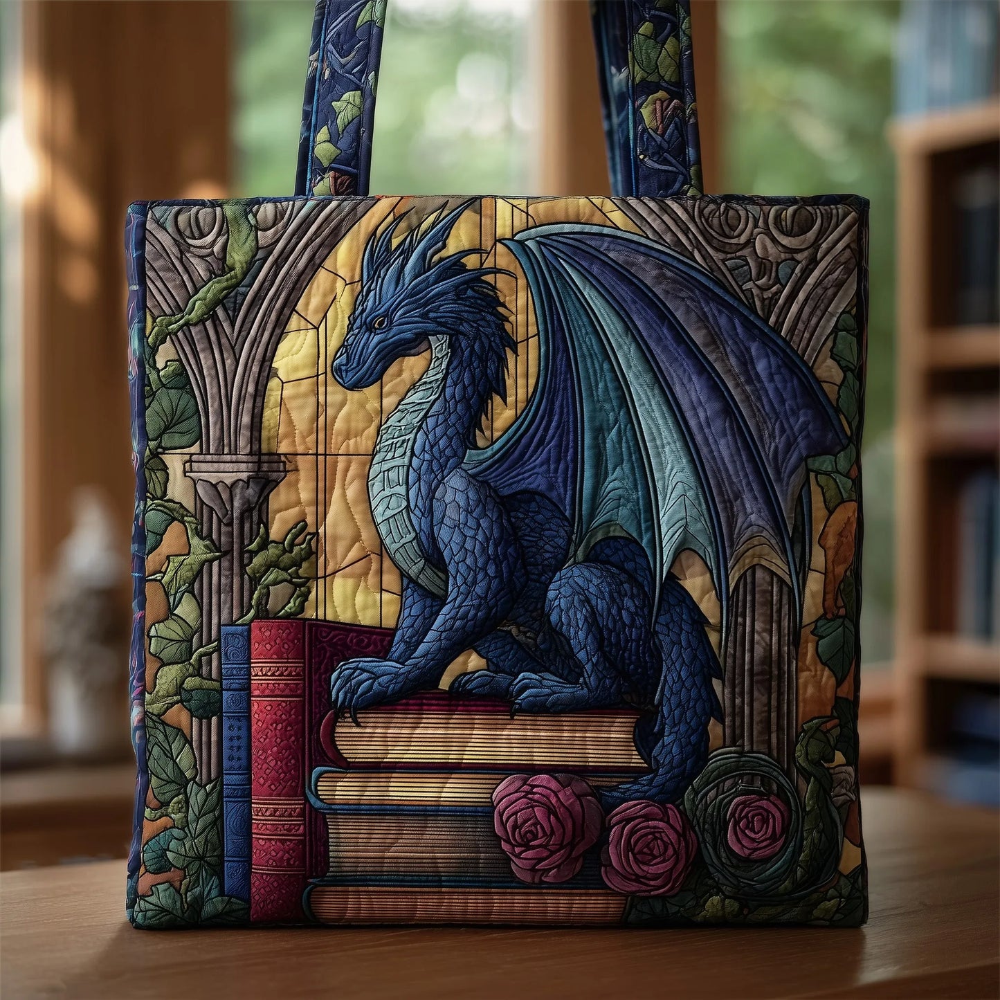 Vintage Dragon Quilted Tote Bag