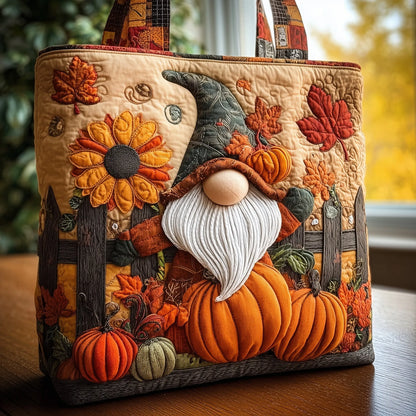 Pumpkin Gnome Quilted Tote Bag