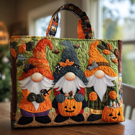 Holiday Gnomes Quilted Tote Bag