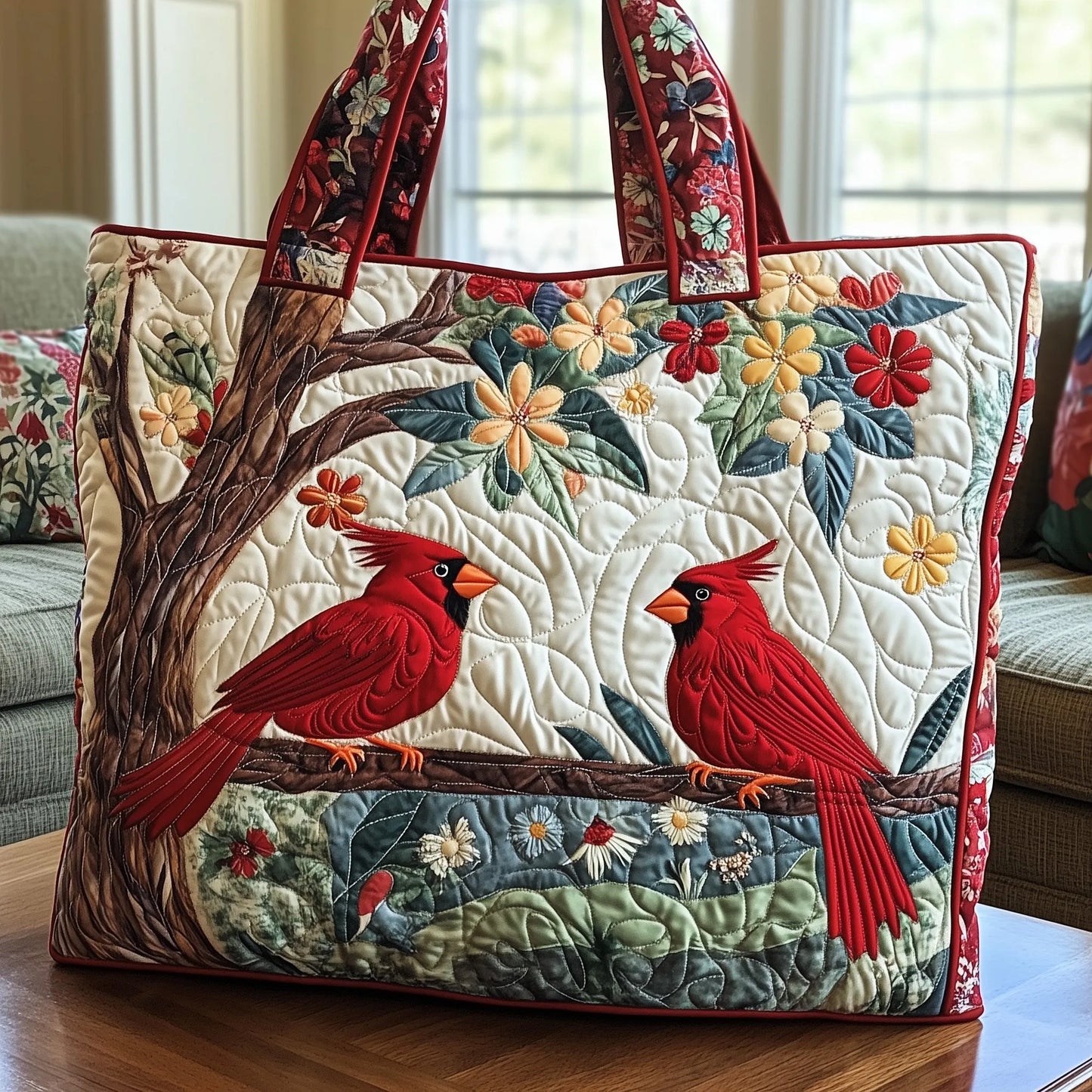 Cardinal Love Quilted Tote Bag