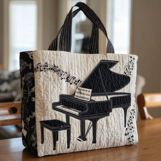 Grand Piano Quilted Tote Bag