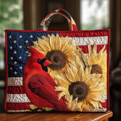 Patriot Cardinal Quilted Tote Bag