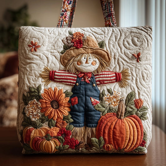 Autumn Scarecrow Quilted Tote Bag