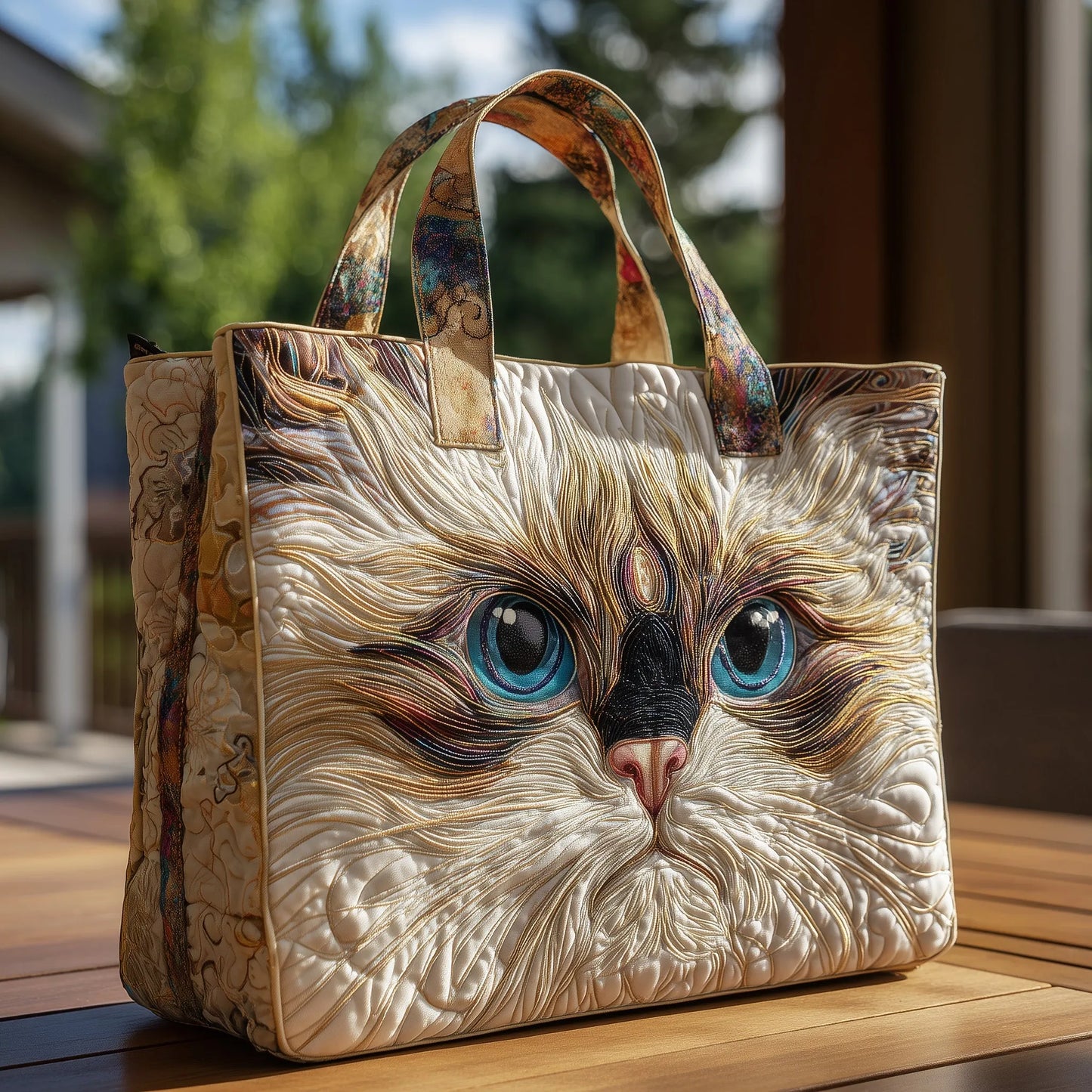 Swirly Ragdoll Quilted Tote Bag