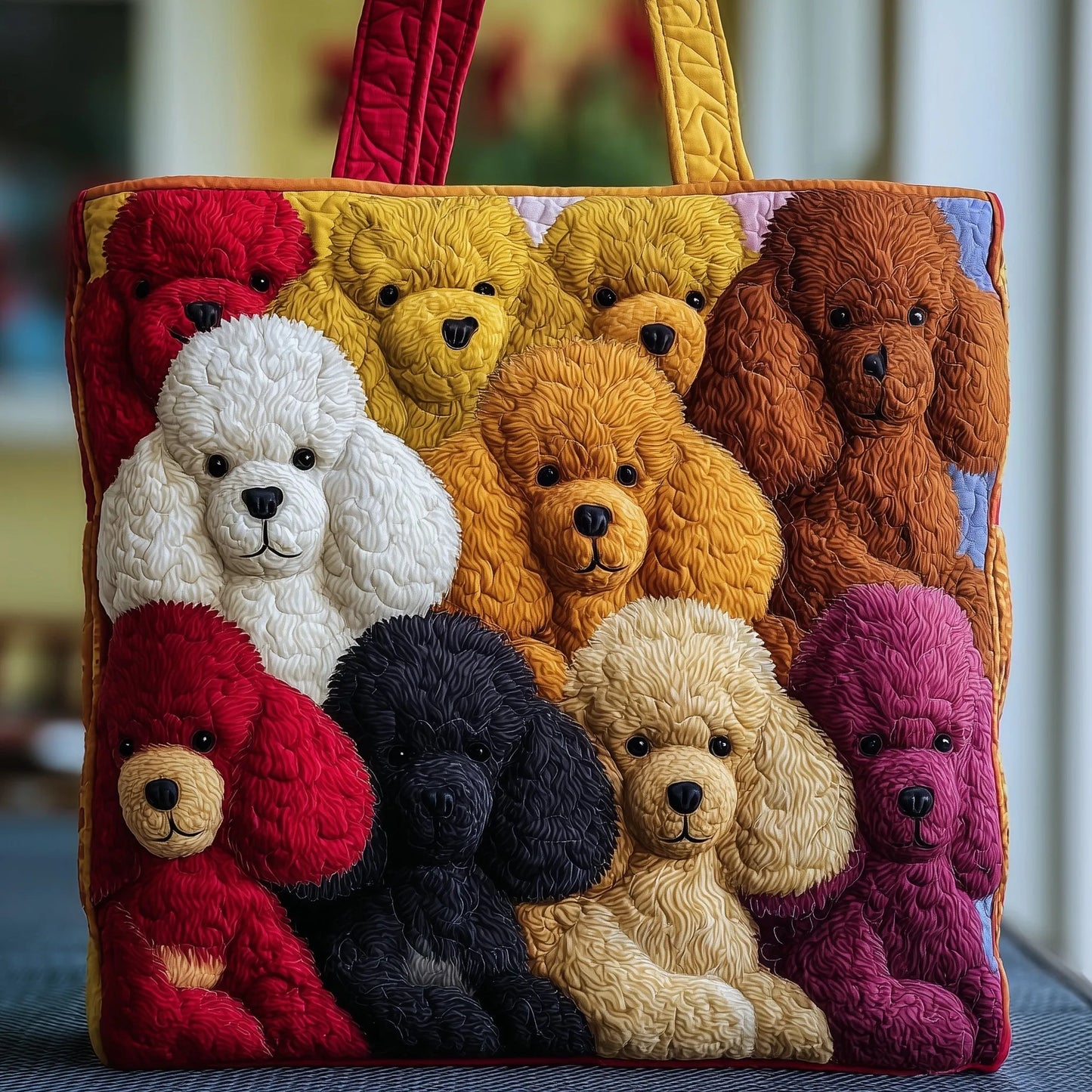 Cutesy Poodle Quilted Tote Bag