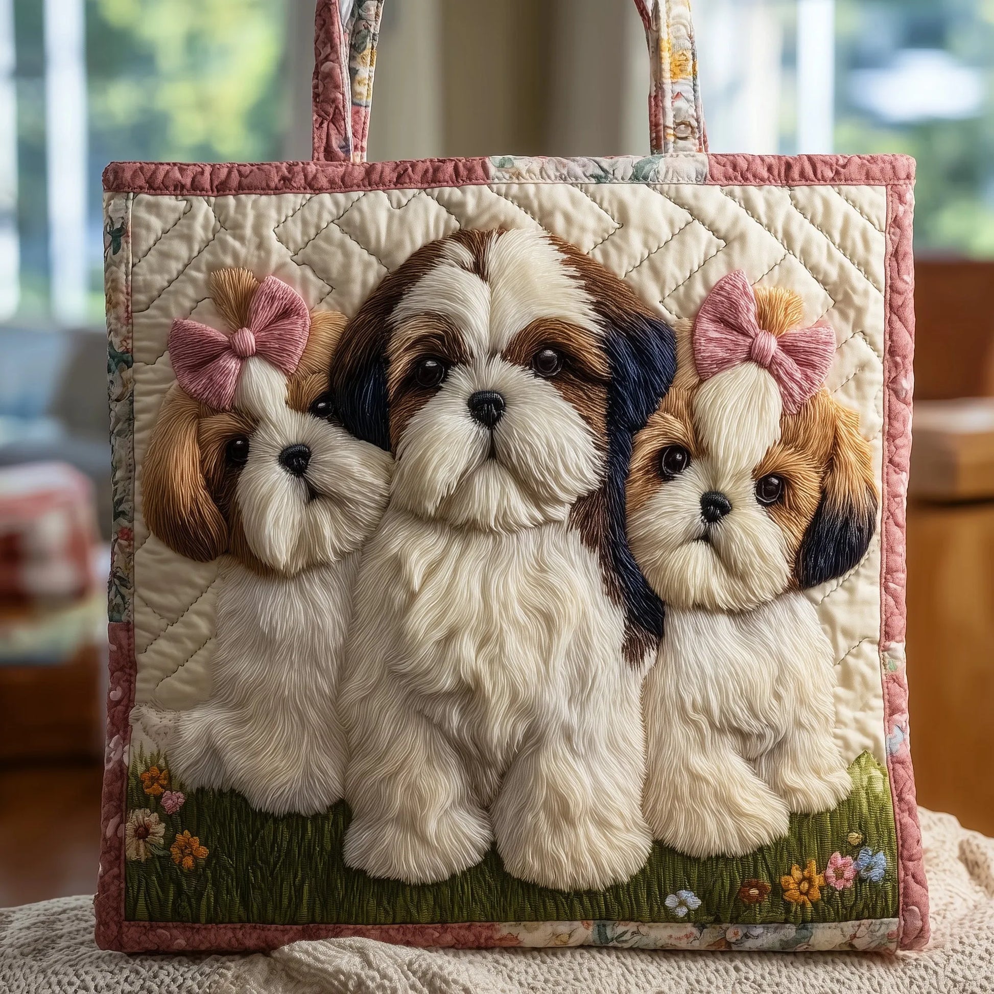 Shih Tzu Joy Quilted Tote Bag