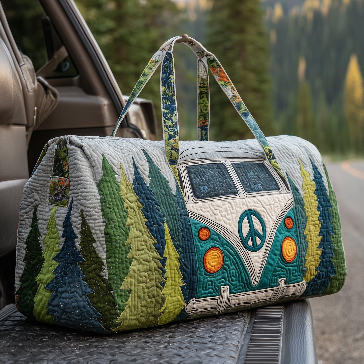Hippie Van Quilted Duffle Bag