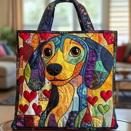 Whimsical Dachshund Quilted Tote Bag