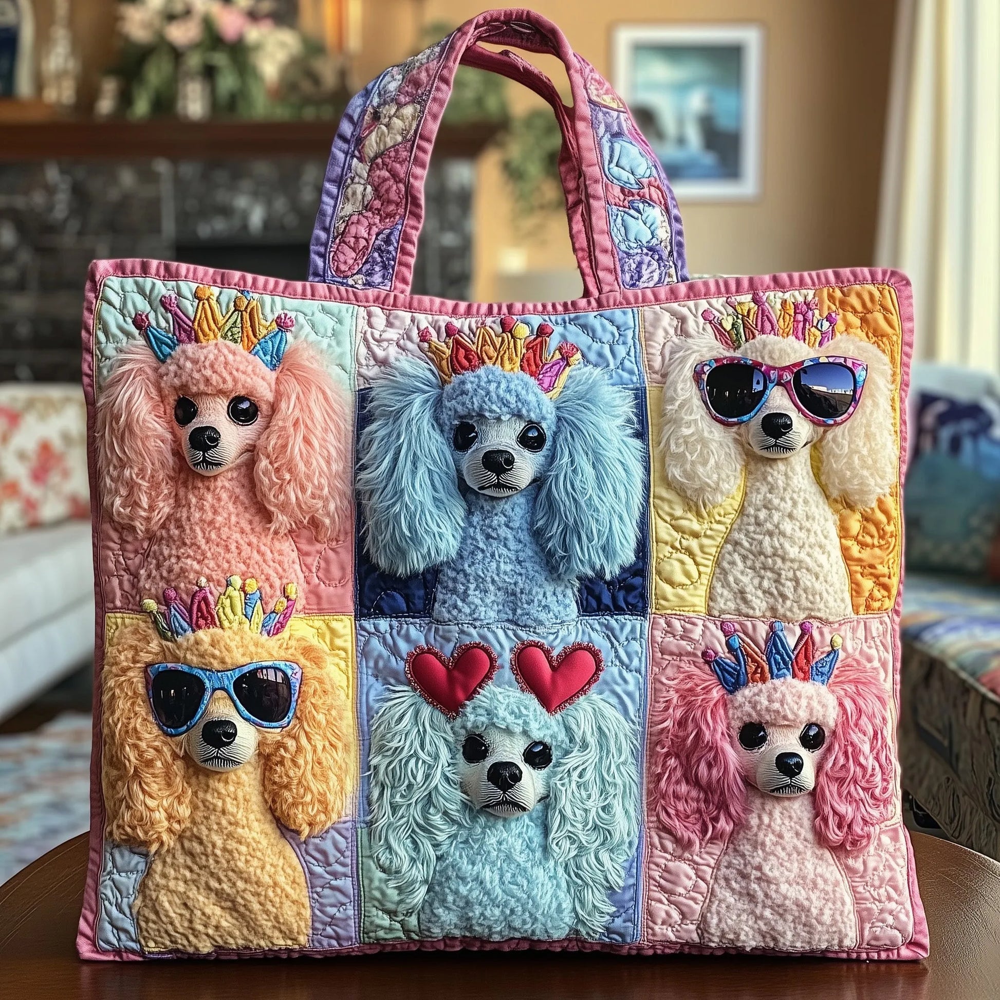 Poodle Quilted Tote Bag