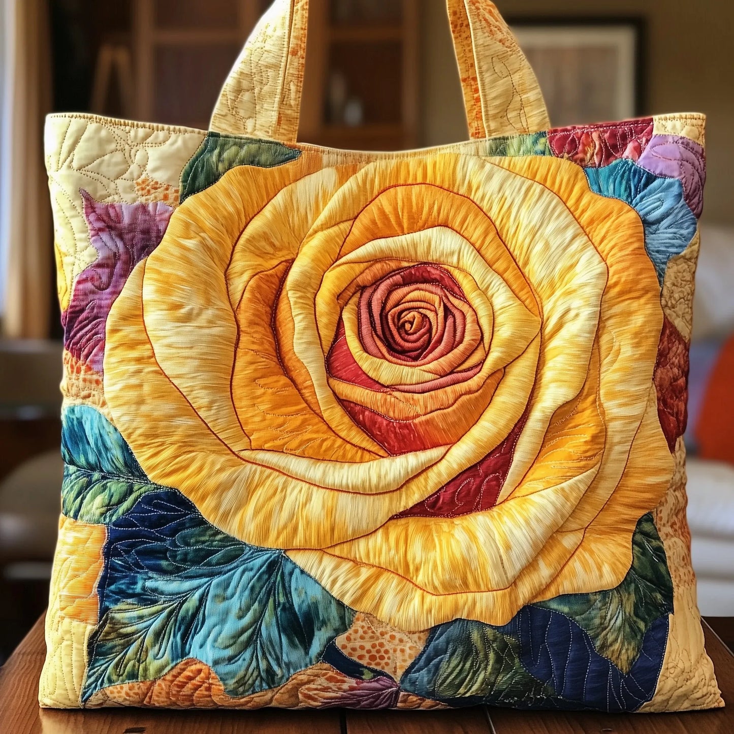 Blooming Rose Quilted Tote Bag