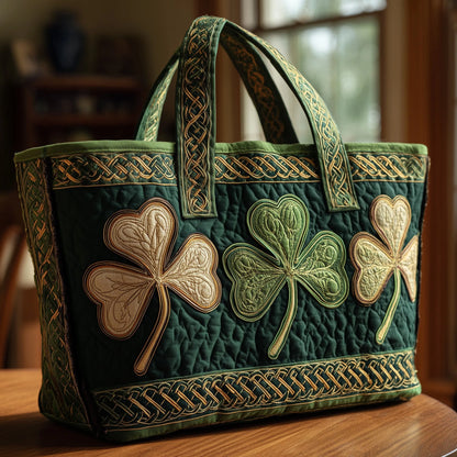 Irish Shamrock Quilted Tote Bag