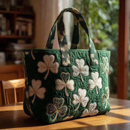 Irish Shamrock Quilted Tote Bag