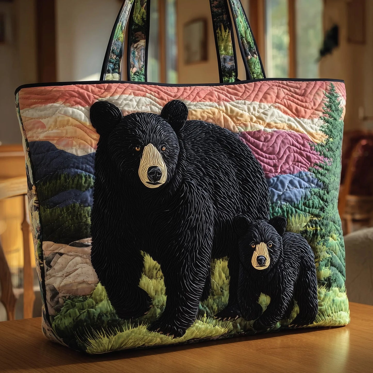 Bear Wander Quilted Tote Bag