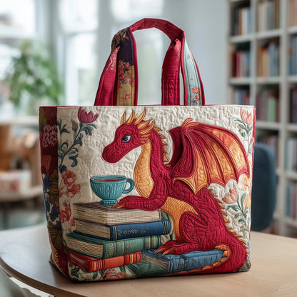 Teatime Reading Quilted Tote Bag