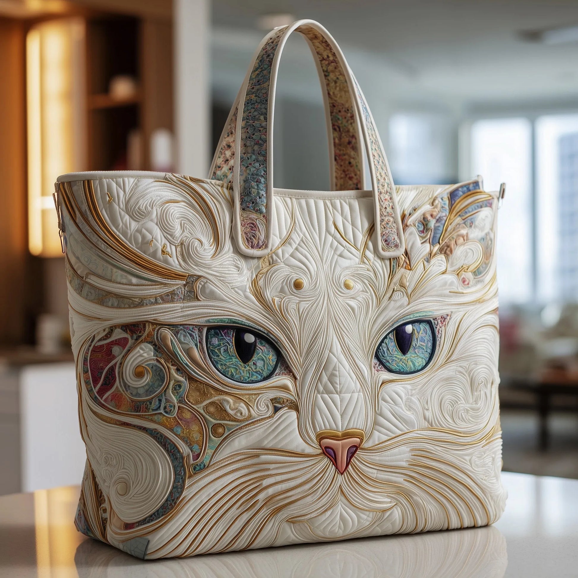 Catitude Quilted Tote Bag