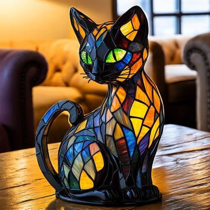 Lampe artistique en résine Chat Mystique