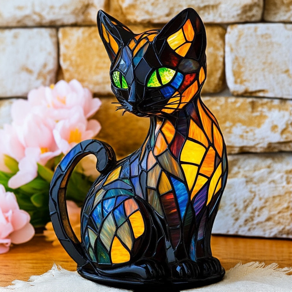 Lampe artistique en résine Chat Mystique