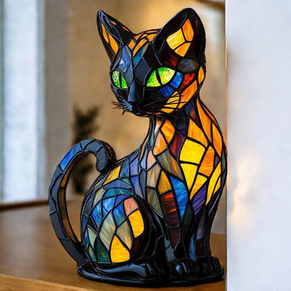 Lampe artistique en résine Chat Mystique