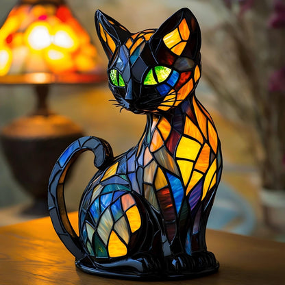 Lampe artistique en résine Chat Mystique