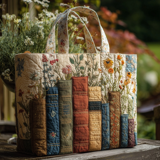 [ Next day shipment ] Books and Flowers Collection Quilted Tote Bag
