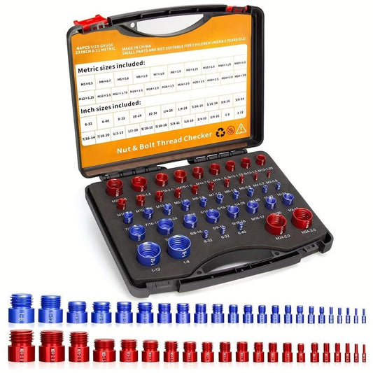 44Pcs Alloy Nut and Bolt Thread Inspector Charge 1