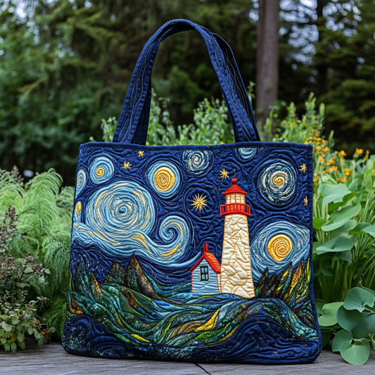 Dreamwave Lighthouse Quilted Tote Bag Featured