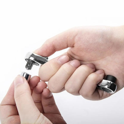 1/4 Inch Mini Double Headed Ratchet Wrench Silver 72-Tooth 5° Quick Release Drive Socket Tool 7