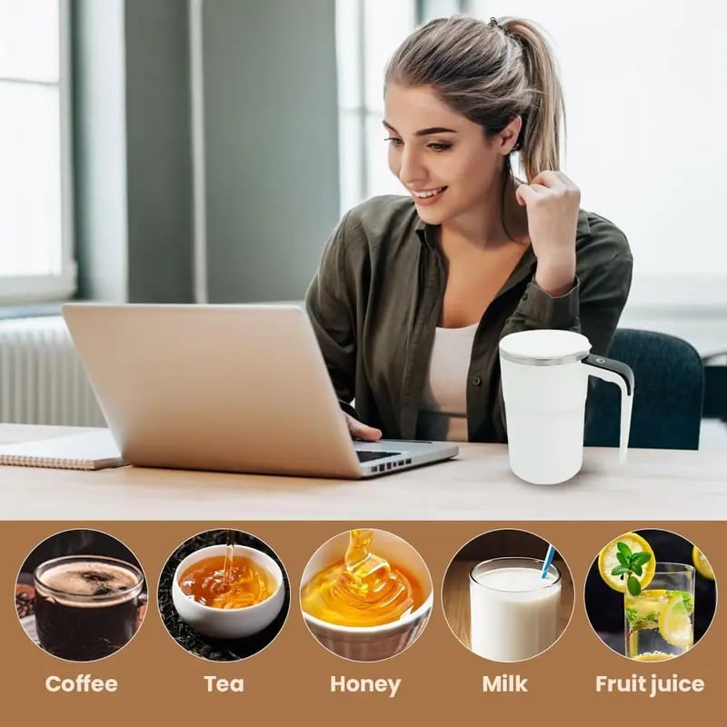 Electric coffee mug with a built-in LCD thermometer, perfect for brewing coffee, milk, cocoa, etc. 6