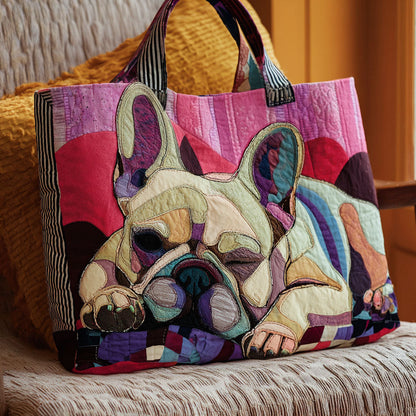 Bulldog Quilted Tote Bag