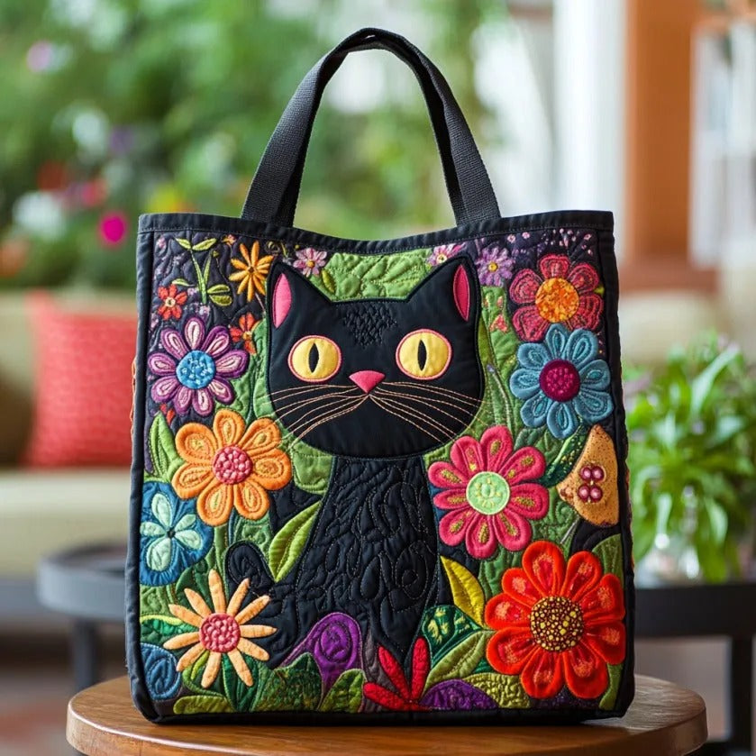 Adorable Black Quilted Tote Bag